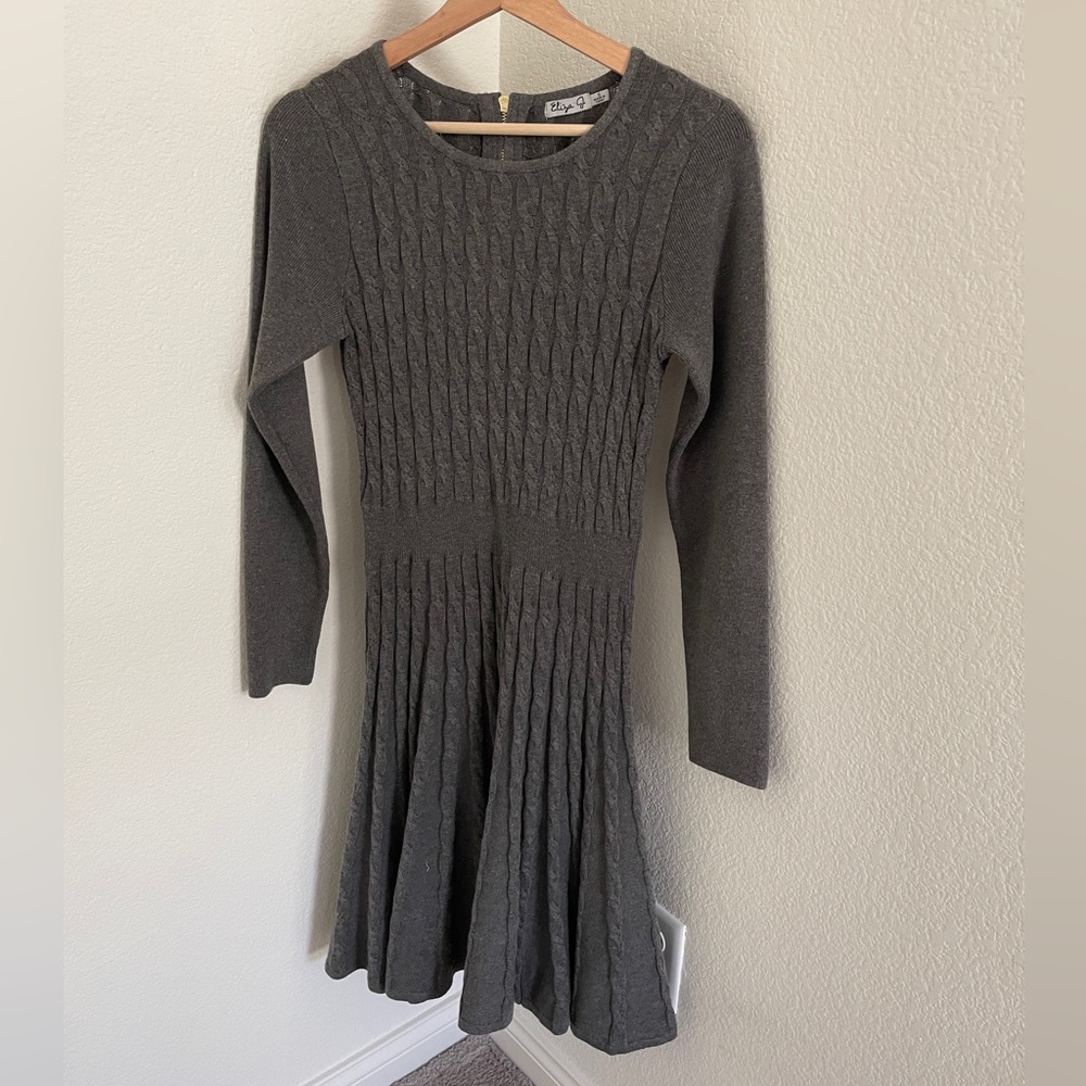 Eliza J cable knit sweater midi dress dark gray size S